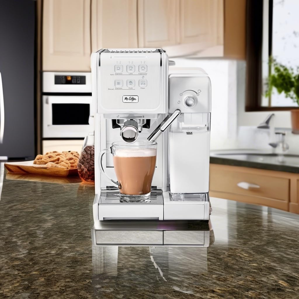 Mr. Coffee Programmable Espresso Cappuccino Machine with Automatic Milk Frother 19-Bar Pump, Stainless Steel Mr. Coffee Programmable Espresso Cappuccino Machine with Automatic Milk Frother 19-Bar Pump, Stainless Steel