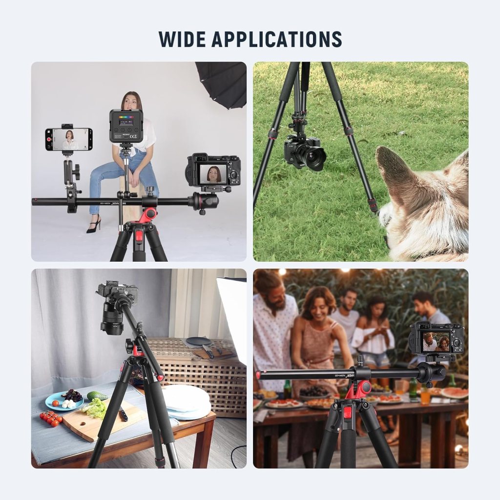NEEWER 72 inch Camera Tripod Monopod with Center Column and Ball Head Aluminum, Arca Type QR Plate, Bag, Horizontal Tripod Overhead Camera Mount for DSLR Camera, Video Camcorder, Max Load: 33lb