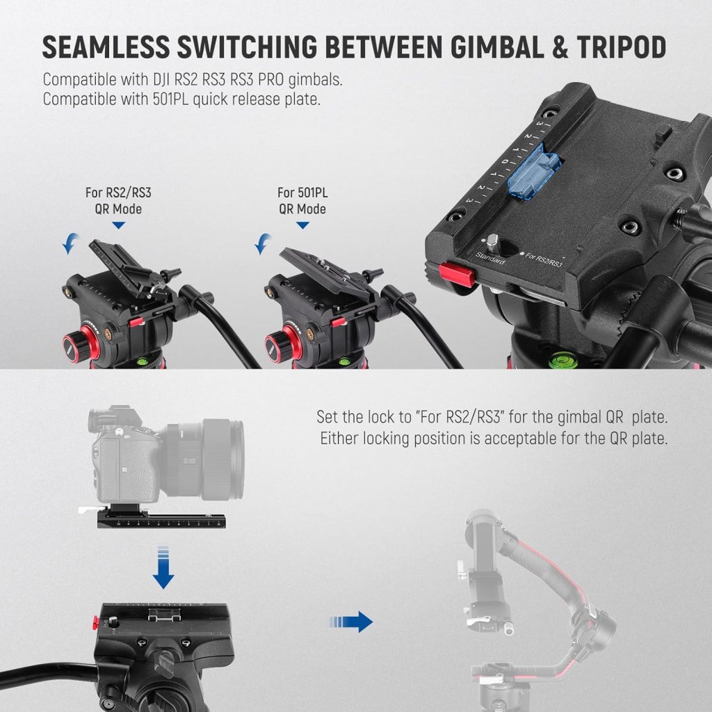 NEEWER 78 Pro Video Tripod Carbon Fiber with Fluid Head Adjustable 360° Pan 145° Tilt Damping, DSLR Camera Tripod Heavy Duty QR Plate, Max Load 22lb, TP76 NEEWER 78 Pro Video Tripod Carbon Fiber with Fluid Head Adjustable 360° Pan 145° Tilt Damping, DSLR Camera Tripod Heavy Duty QR Plate, Max Load 22lb, TP76