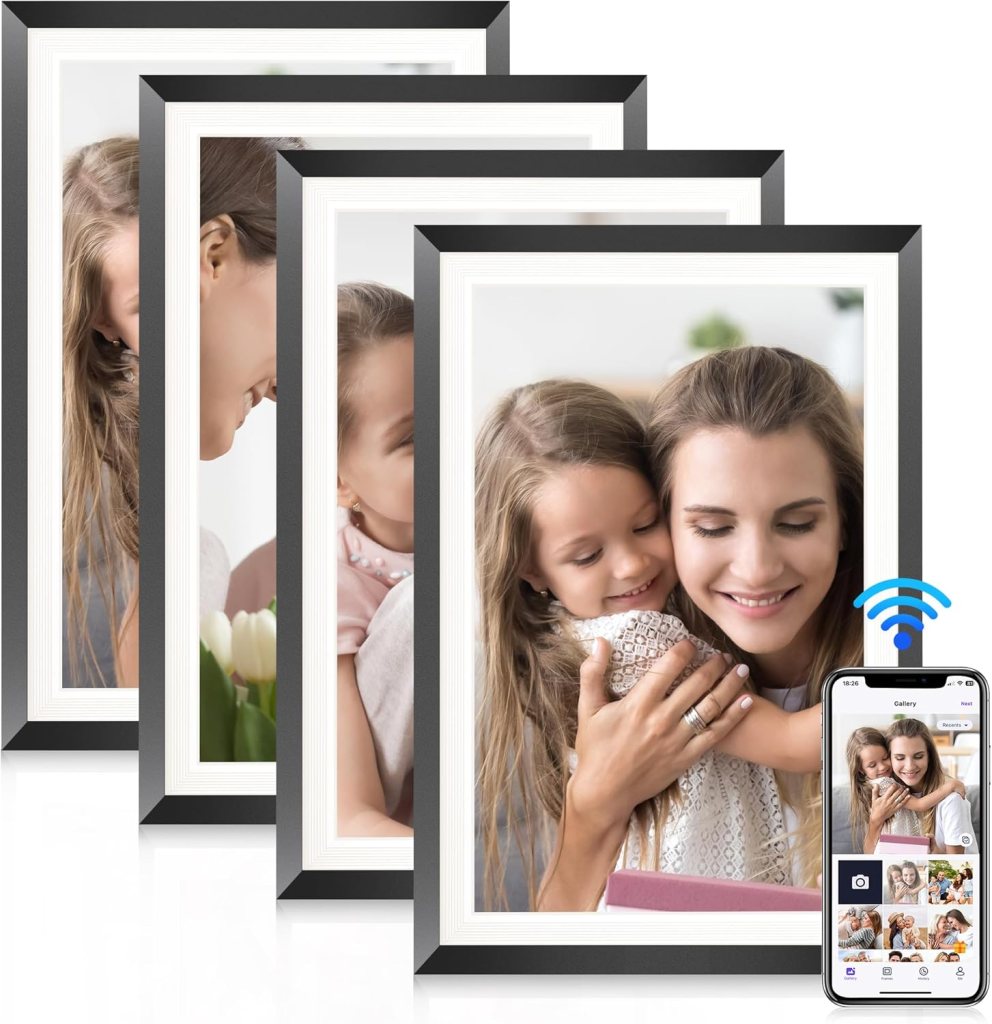 BIGASUO 10.1 Inch WiFi Digital Picture Frame, IPS HD Touch Screen Cloud Smart Photo Frames with Built-in 32GB Memory, Wall Mountable, Auto-Rotate, Share Photos Instantly from Anywhere
