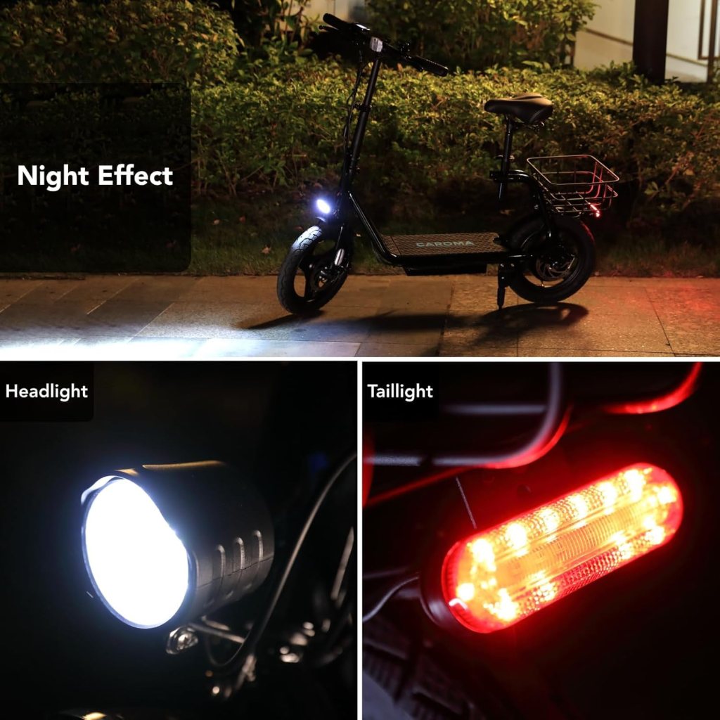 Caroma Electric Scooter for Adults with Seat, Max 30Miles Ranges, Top Speed 20mph, 500/800/1200W Peak Motor, 14 Tire Foldable E-Scooter for Commuting with Basket, Dual Braking Dual Suspension