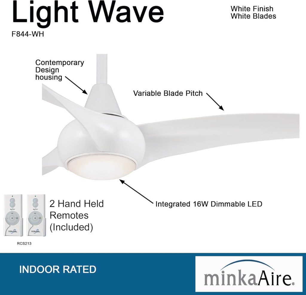 Minka-Aire F844-DK Light Wave 52 Ceiling Fan, Distressed Koa with Additional Remote Control