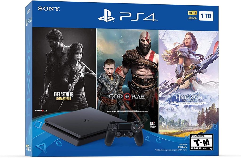 Sony Playstation 4 PS4 1TB HDD Gaming Console Bundle with Three Games: The Last of Us, God of War, Horizon Zero Dawn, Included Dualshock 4 Wireless Controller