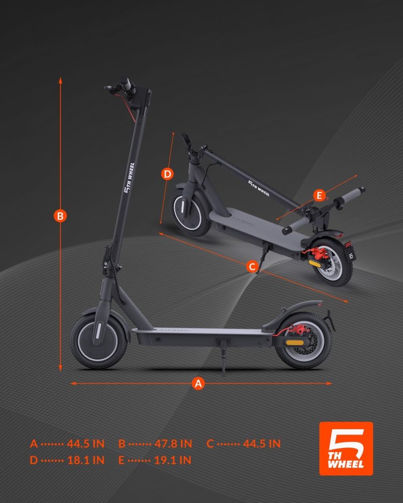 5TH WHEEL V30PRO Electric Scooter, 10 Solid Tires, 350W Motor  18 MPH, 19.9 Miles Range E-Scooter with E-Lock, Dual Brakes and Suspension, Foldable Adults Commuter Scooter with Turn Signals and APP