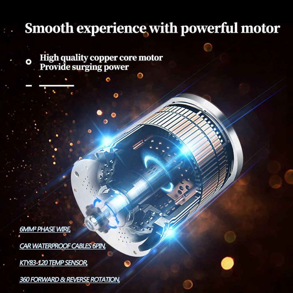 Kunray Electric DC Motor 72V 3000W Motor, Electric Scooter Brushless Motor Max Speed 6700rpm, Electric Dirt Bike Motor Engine, Go Kart Electric Motor with Temperature Sensing