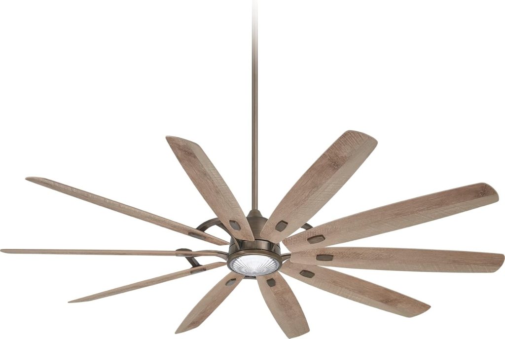 Minka Aire F865L-HBZ Barn H2O 84 Outdoor Ceiling Fan with LED Lights and Remote Control, Heirloom Bronze