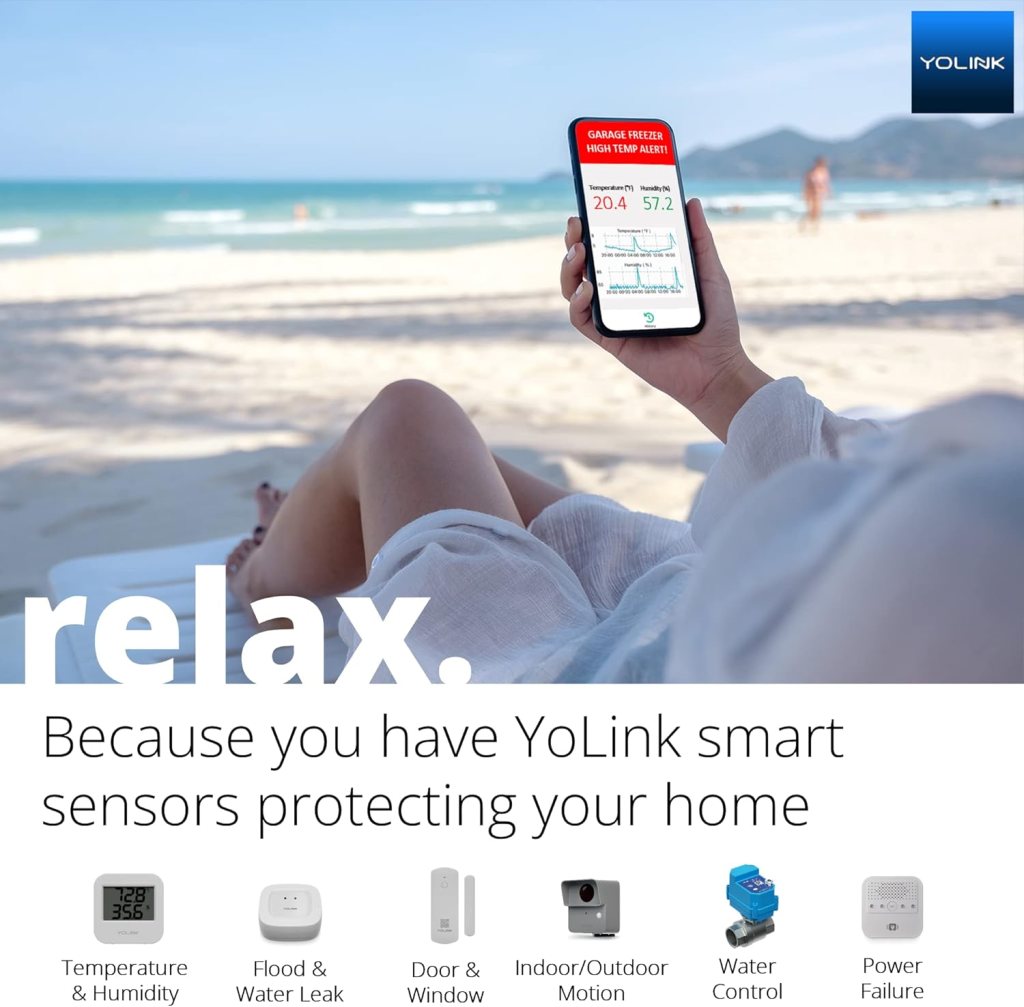 YoLink Smart Home Starter Kit 1/4 Mile Worlds Longest Range Smart Home Security System Include Smart Hub, Wireless Door Sensor, Water Leak Sensor, and Alexa Google Assistance IFTTT Enabled Smart Plug