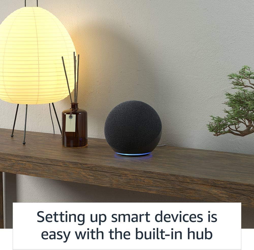 Echo (4th Gen) | Charcoal with Philips Hue Color Smart Bulb