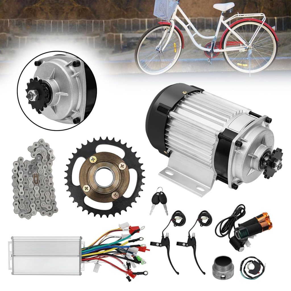 Electric Brushless Geared Motor Complete Kit, 48V 750W / 500W Electric Bicycle Trike Conversion Kit Scooter Bicycle Motorcycle Bike Motor for Tricycle Three-Wheeled Bike (US Stock)