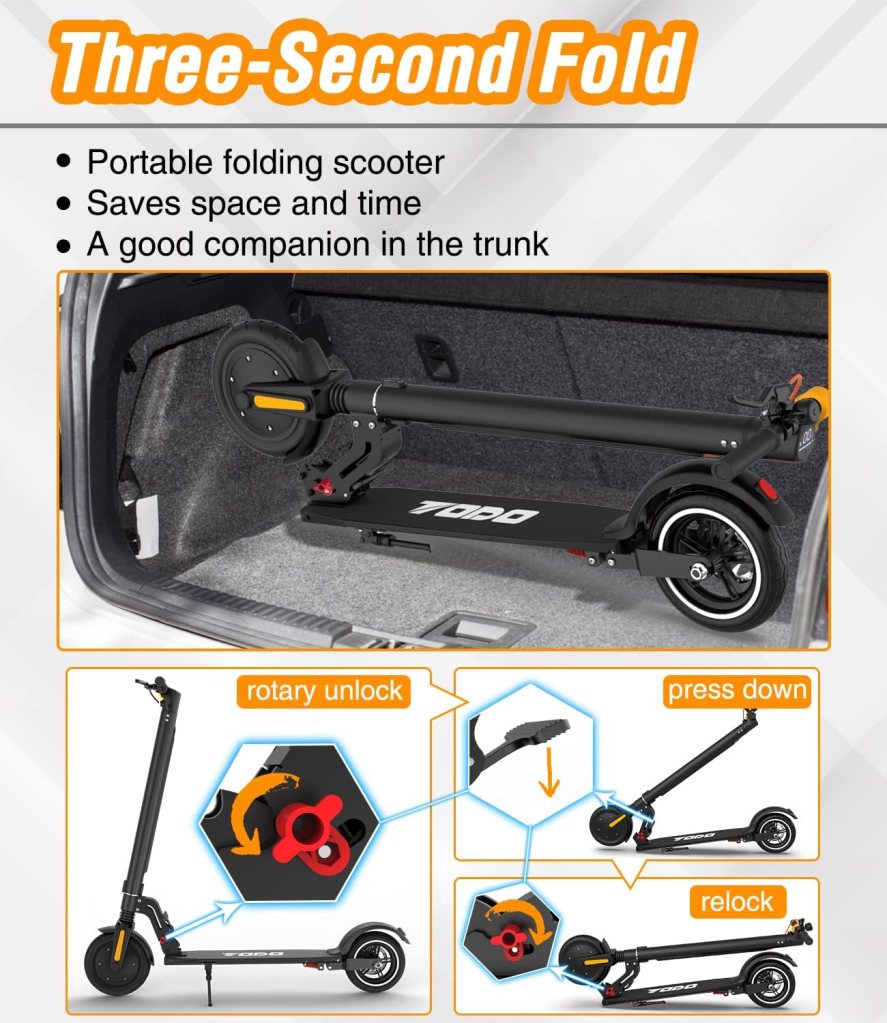 Electric Scooter,TODO Foldable Electric Scooter for Adults, Max 15MPH,8.5 Solid Tires,Range12-19Mile 400W(Peak) Powerful E-Scooter with Dual Brakes, Smart APPDual Brake System (Black) Electric Scooter,TODO Foldable Electric Scooter for Adults, Max 15MPH,8.5 Solid Tires,Range12-19Mile 400W(Peak) Powerful E-Scooter with Dual Brakes, Smart APPDual Brake System (Black)