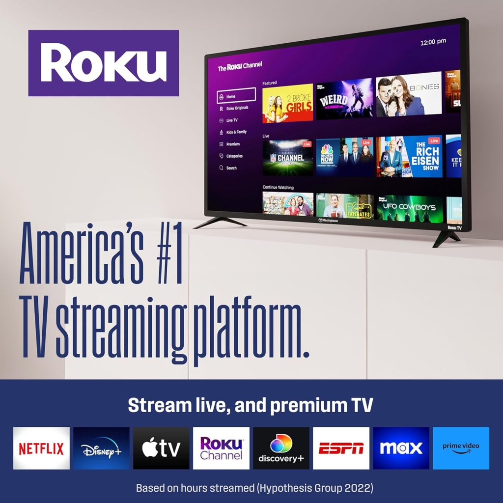 Westinghouse Roku TV - 24 Inch Smart TV, HD Television with Wi-Fi Connectivity and Mobile App, Flat Screen, Bluetooth, Compatible with Apple AirPlay, Alexa and Google Assistant