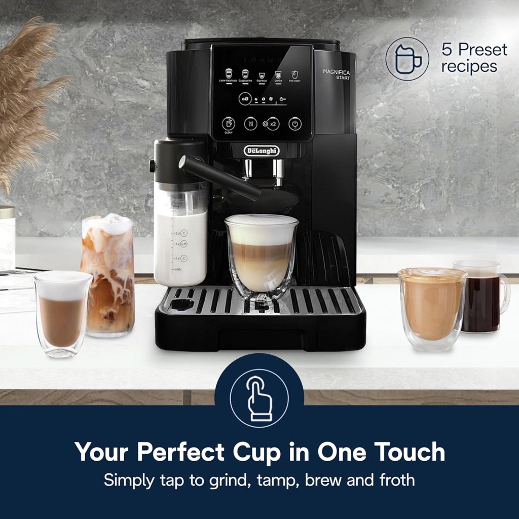 DeLonghi Magnifica Evo Automatic Espresso  Coffee Machine with Auto Milk Frother, Built-in Grinder  Auto-Clean Function - For Latte, Cappuccino, Americano, Iced Coffee, ECAM29084SB , Silver