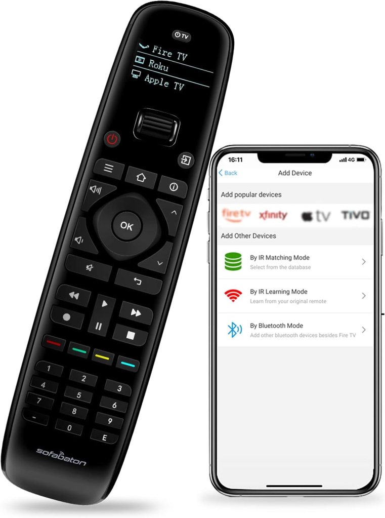 SofaBaton U2 Universal Remote Control with APP, Long Range Infrared, All in One Remote Control, Compatible with Smart TVs/DVD/STB/Projector/Streaming Players/Blu-ray