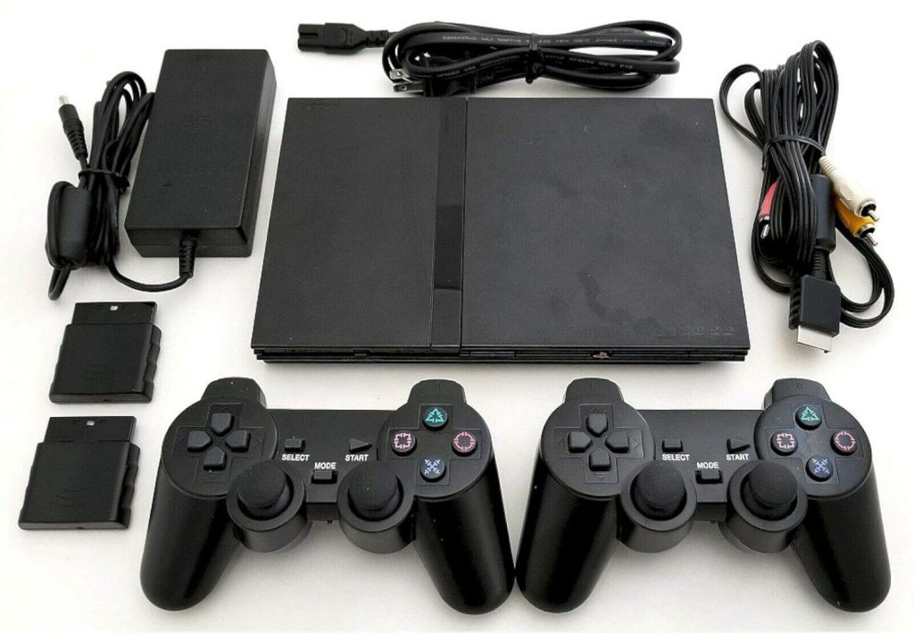 Sony PS2 SLIM Game System Gaming Console with 2 WIRELESS CONTROLLERS PLAYSTATION-2 (Renewed)