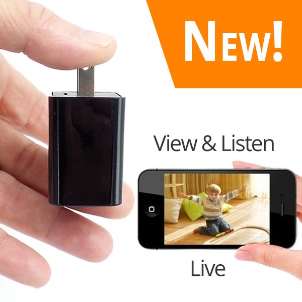 kawtco Wi‑Fi hidden spy camera in a functional USB phone charger for covert nanny monitoring