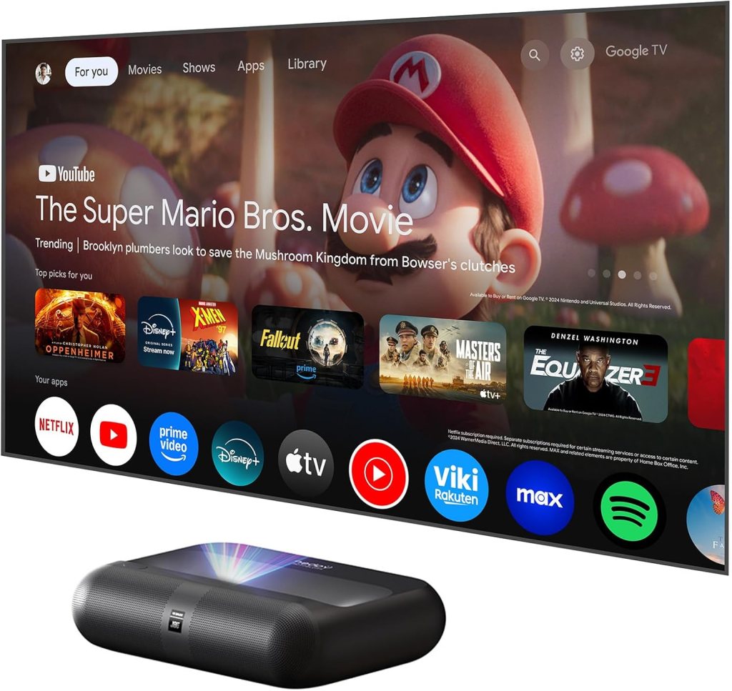 Yaber K300s Ultra Short Throw Projector, 4K Support Triple Laser Projector, 100 Image at 9, Dolby Vision, 150% NTSC, Google TV, 30W JBL Speaker, for Home Theater Gaming Yaber K300s Ultra Short Throw Projector, 4K Support Triple Laser Projector, 100 Image at 9, Dolby Vision, 150% NTSC, Google TV, 30W JBL Speaker, for Home Theater Gaming