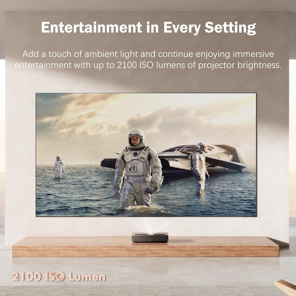 Formovie Cinema Edge 4K UHD Ultra Short Throw Projector, Google TV UST Laser Projector with Licensed Netflix, HDR10 150 ALPD Laser TV, Dolby Audio DTS-H for Home Theater