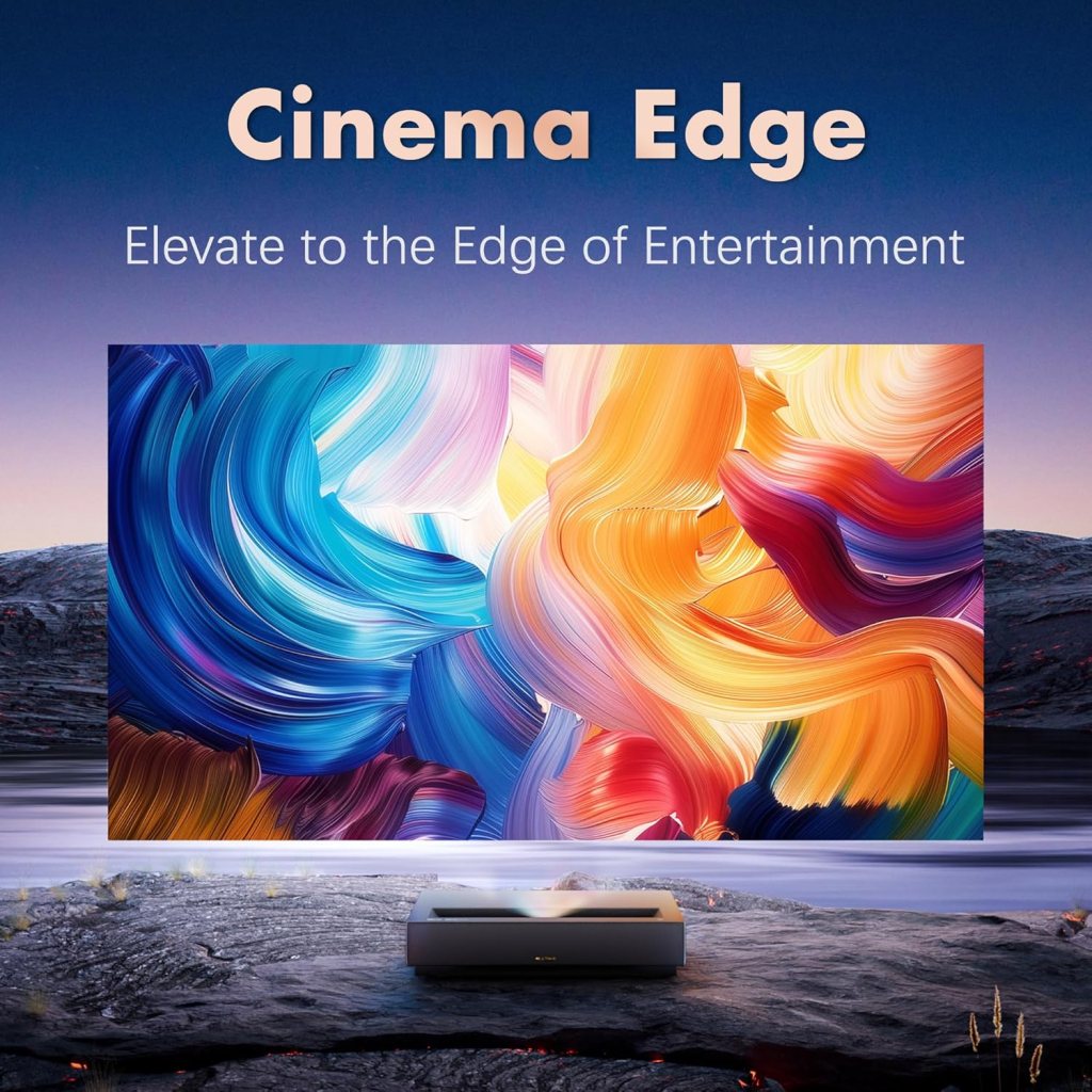 Formovie Cinema Edge 4K UHD Ultra Short Throw Projector, Google TV UST Laser Projector with Licensed Netflix, HDR10 150 ALPD Laser TV, Dolby Audio DTS-H for Home Theater