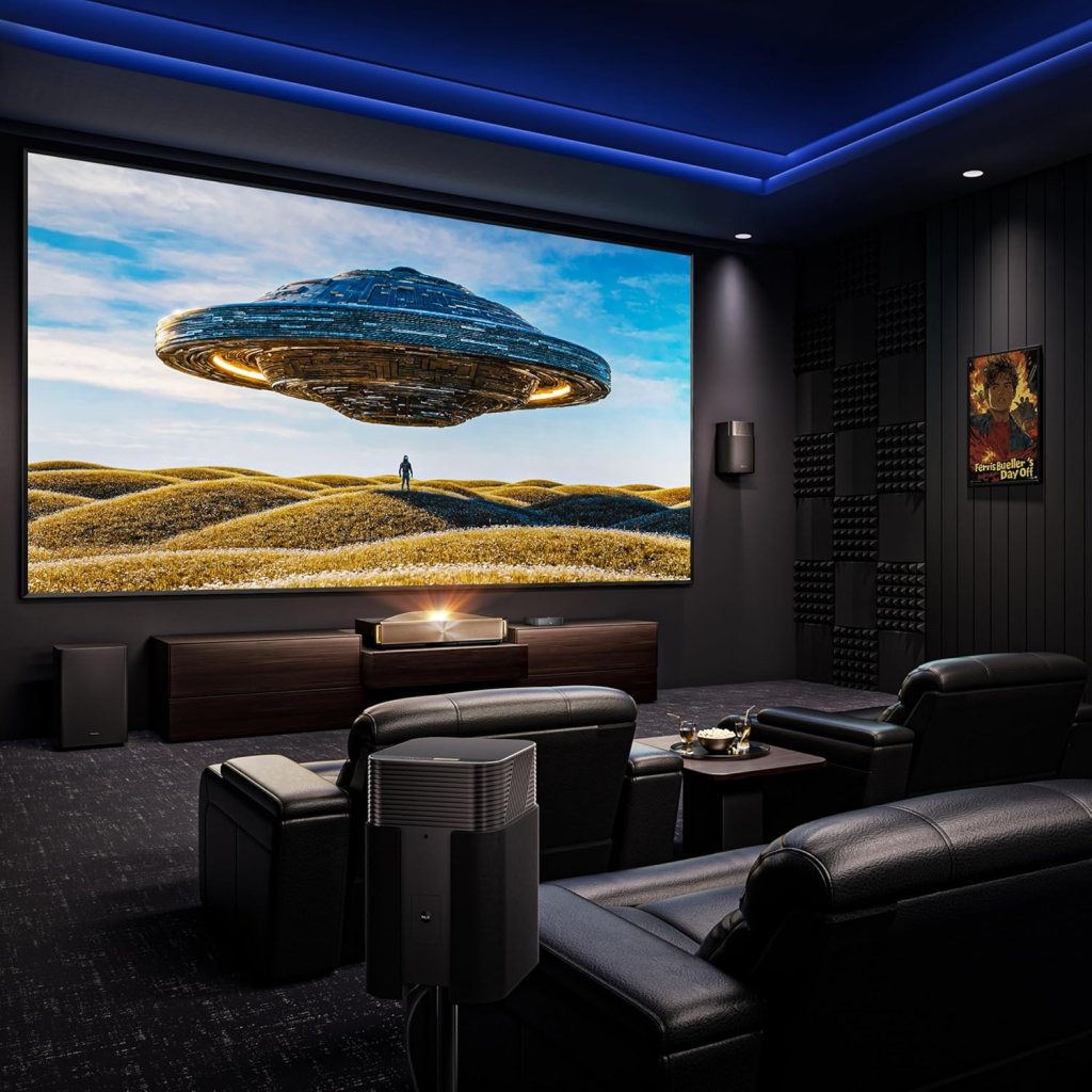 Hisense L9Q Ultra Short Throw Triple Laser Projector, 4K UHD, 5,000 ANSI Lumens, 5000:1 Contrast, 80” - 200”, Dolby Vision  Atmos, IMAX Enhanced, Google TV, Pantone Validated, Sound by Devialet