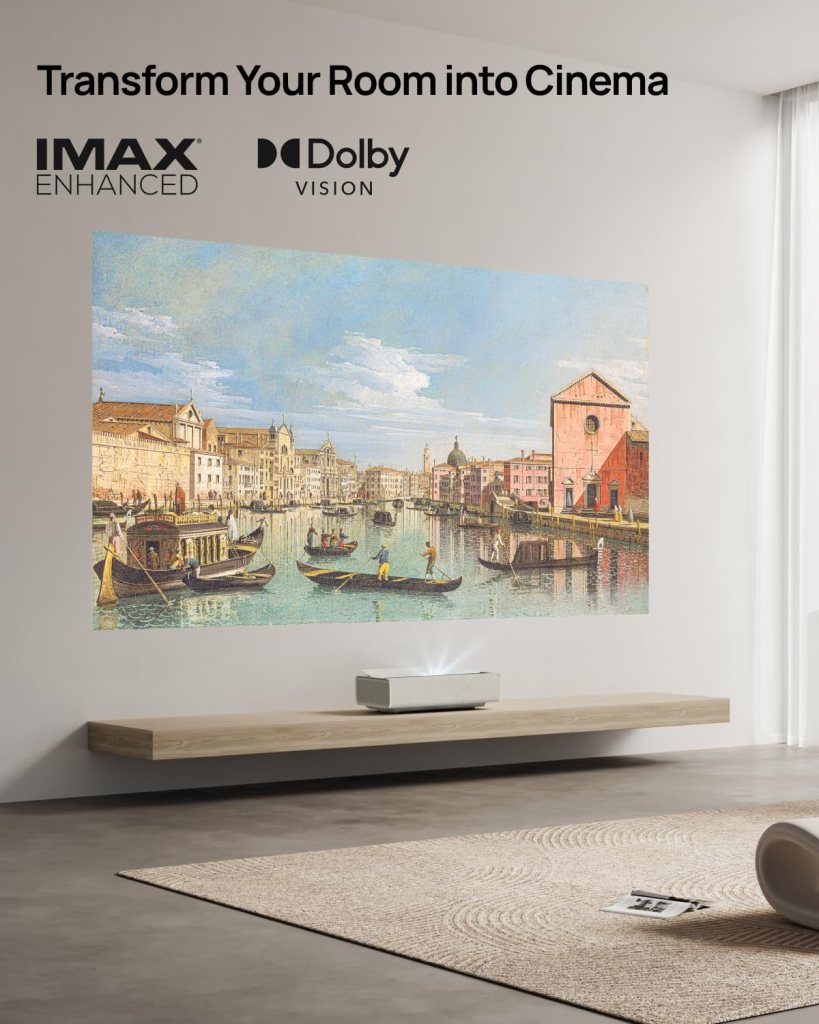 XGIMI AURA Series UST Laser Projector, Dolby Vision, IMAX Enhanced, 1,000,000:1 Dynamic Contrast Ratio, 0.177:1 Throw Ratio, Harman Kardon, 2300 Lumens AURA 2 GTV White XGIMI AURA Series UST Laser Projector, Dolby Vision, IMAX Enhanced, 1,000,000:1 Dynamic Contrast Ratio, 0.177:1 Throw Ratio, Harman Kardon, 2300 Lumens AURA 2 GTV White