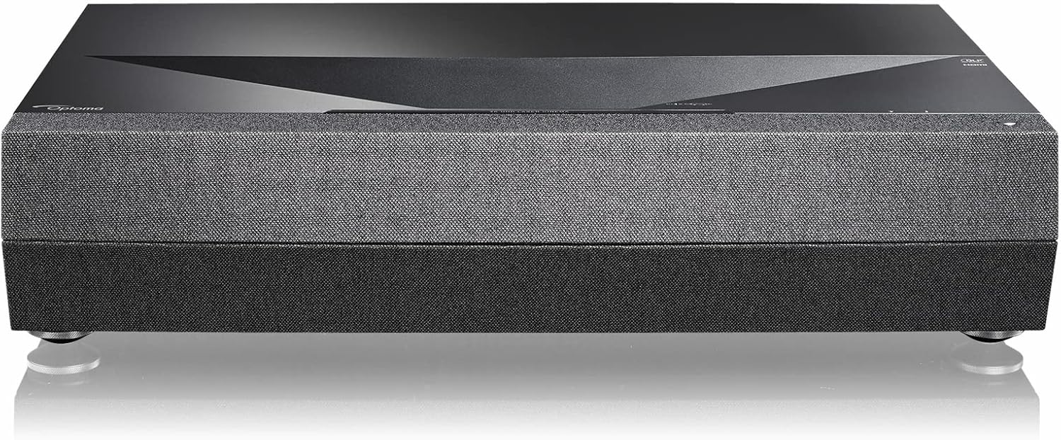Optoma CinemaX P2 White Smart 4K UHD Laser Projector for Home Theater | 3000 Lumens Superior Image with Laser & 6-Segment Color Wheel | Ultra-Short Throw | Built-In Soundbar | Works w/ Alexa & Google